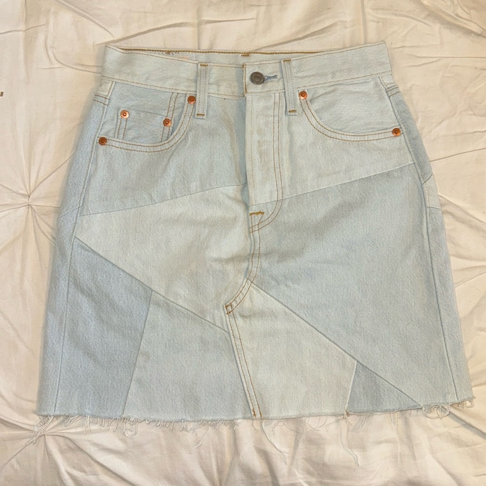 Levi Denim Patchwork Mini Skirt